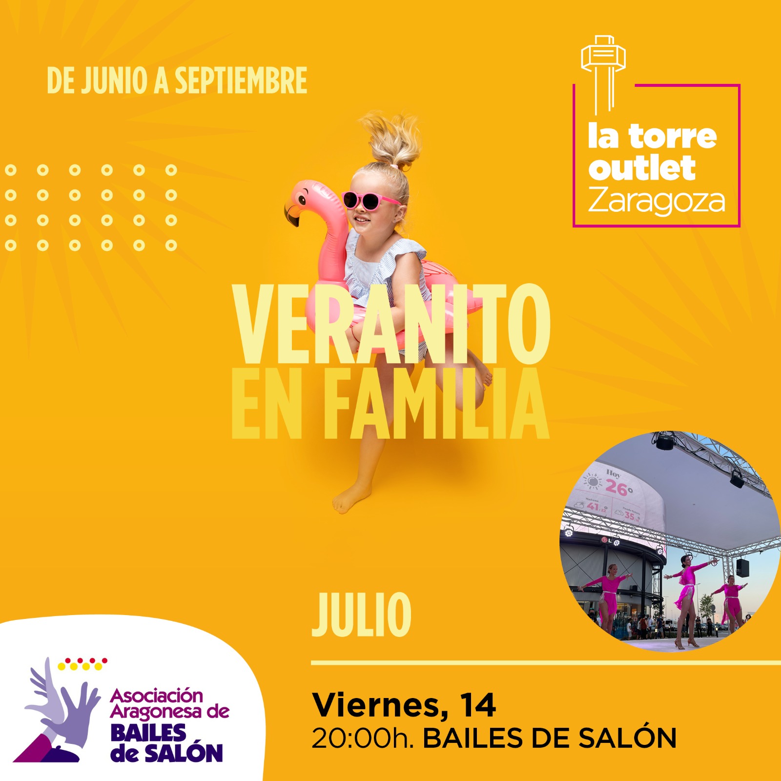 Cartel del evento en Torre Outlet 2023