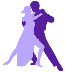 Silueta decorativa de bailarines en un tango